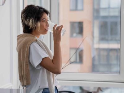 woman drinking water